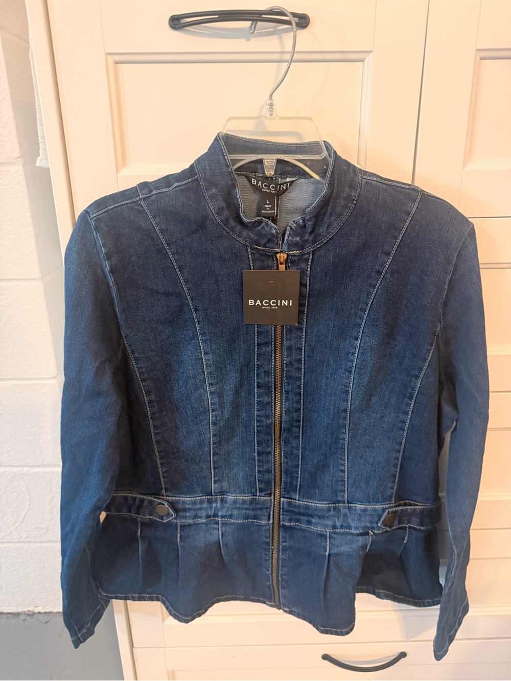 Baccini Women's Dark Indigo Denim Jacket with Zip Front